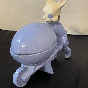 Ceramic Bunny with Egg Wheelbarrow Decor